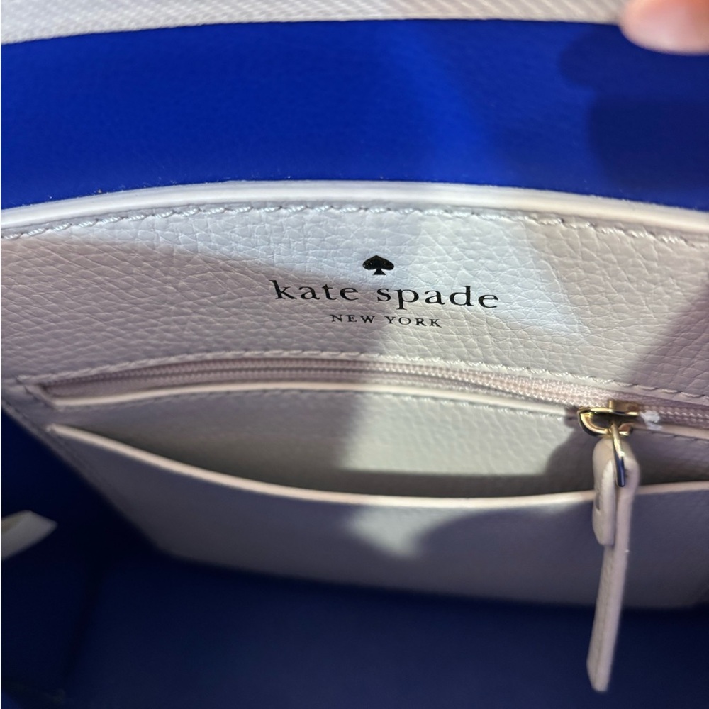 Kate Spade Cream and Blue Crossbody Bag with Tassel - Picture 6 of 8